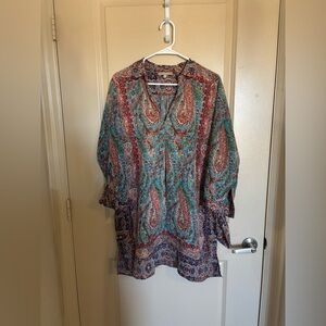 Joan Vass Vibrant Paisley Dress